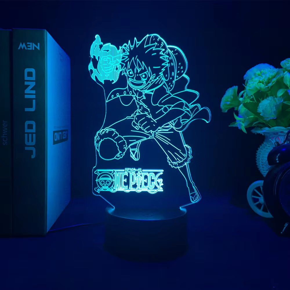 One Piece Monkey D. Luffy Wanted Card LED Nightlight - Cool Acrylic Stand for Kids & Birthday Gifts