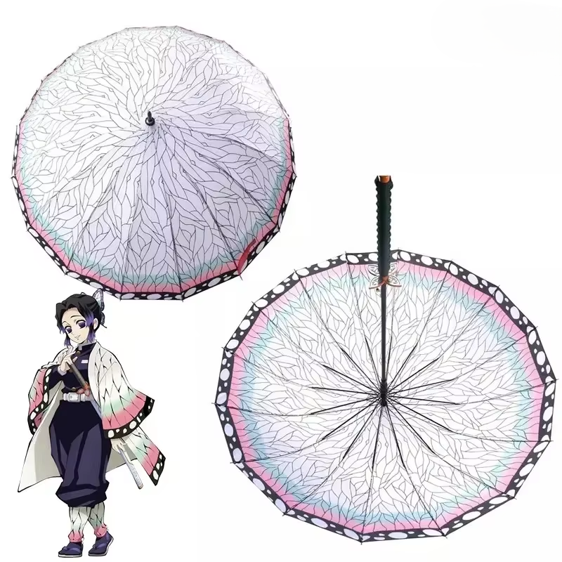 Demon Slayer Katana Umbrella – Samurai Sword Handle, Tanjirou & Shinobu Ninja Parasol