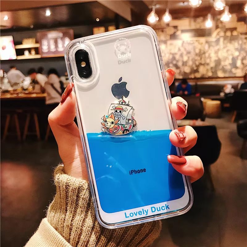 Funda de teléfono con diseño de barco pirata cibernético de Sanrio Anime One Piece para iPhone 13, 12, 11 Pro Max, XR, XS Max, X, con estilo