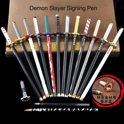 Gelstift mit Anime-Motiv „Demon Slayer“ – Tanjirou-Waffe, Cosplay-Requisite, schwarze Mine, Geschenkbox-Paket