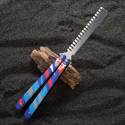 Blunt Blade Stainless Steel Yoru Comb Balisong Butterfly Trainer