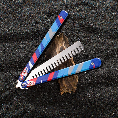 Blunt Blade Stainless Steel Yoru Comb Balisong Butterfly Trainer