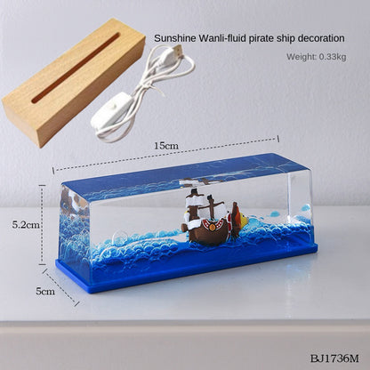 3d Ship Fluid Drift Bottle Thousand Sunny Ship Going Merry Boat One Piece Floating Boat Ornament Decompression Gift