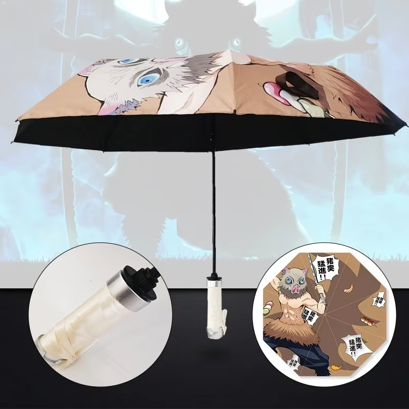 Anime Demon Slayer Umbrella – All-Weather Folding Parasol, Kimetsu no Yaiba Tanjirou, Shinobu, Giyuu, Zoro Katana Rain Gear