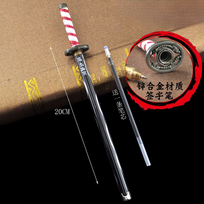 Gelstift mit Anime-Motiv „Demon Slayer“ – Tanjirou-Waffe, Cosplay-Requisite, schwarze Mine, Geschenkbox-Paket