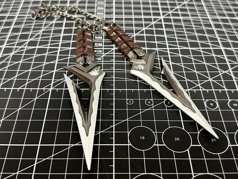 Accesorio de metal tallado en aleación 3D para juego Valorant Kuronami no Yaiba A Pair