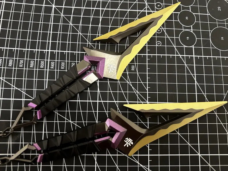 Accesorio de metal tallado en aleación 3D para juego Valorant Kuronami no Yaiba A Pair